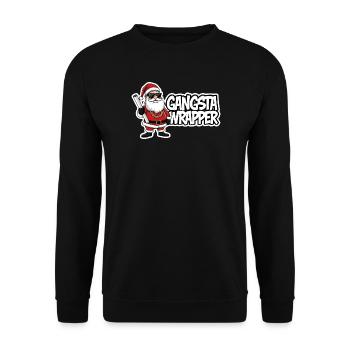 Gangsta Wrapper Santa Weihnachtsdesign - Unisex Pullover - Schwarz - Vorne - Alina (178cm) & Michal (187cm)