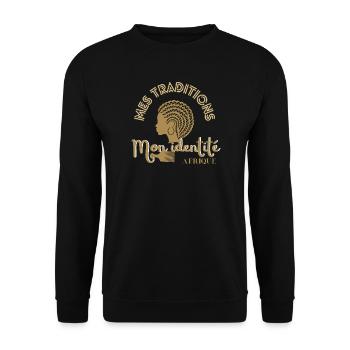 African Identity and Traditions - Unisex Sweatshirt - black - Front - Alina (178cm) & Michal (187cm)