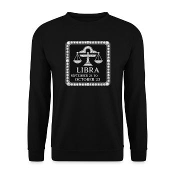 Sternzeichen Waage - Unisex Pullover - Schwarz - Vorne - Alina (178cm) & Michal (187cm)