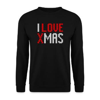 Ich liebe Weihnachten I love xmas Ugly Christmas - Unisex Pullover - Schwarz - Vorne - Alina (178cm) & Michal (187cm)