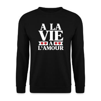 La Vie et L'Amour Coeurs Rouges - Sweat-shirt Unisexe - noir - Devant - Alina (178cm) & Michal (187cm)