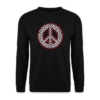 Liebe und Frieden Keltisches Triskel in weißen Knoten - Unisex Pullover - Schwarz - Vorne - Alina (178cm) & Michal (187cm)