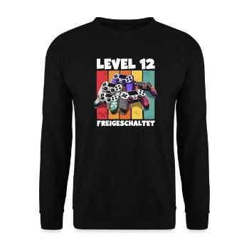 Level 12 Gamepad Geburtstag 12. Burzeltag bday - Unisex Pullover - Schwarz - Vorne - Alina (178cm) & Michal (187cm)