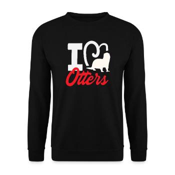 I Heart Otters Sea Otter Cartoon - Unisex Sweatshirt - black - Front - Alina (178cm) & Michal (187cm)