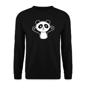 Panda Hug – Cute Kawaii Manga Cuddly Bear - Unisex Sweatshirt - black - Front - Alina (178cm) & Michal (187cm)