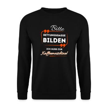Bitte Rettungsgasse bilden ...- Für Kaffeetrinker - Unisex Pullover - Schwarz - Vorne - Alina (178cm) & Michal (187cm)