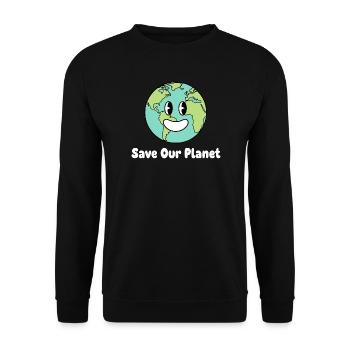 Lächelnde Erde Save Our Planet - Unisex Pullover - Schwarz - Vorne - Alina (178cm) & Michal (187cm)