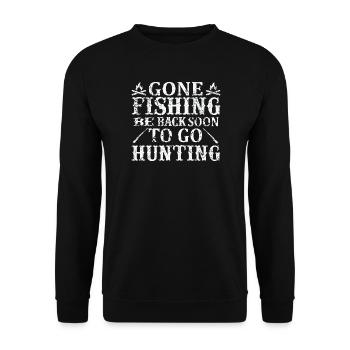 Erst fischen, dann jagen - Unisex Pullover - Schwarz - Vorne - Alina (178cm) & Michal (187cm)