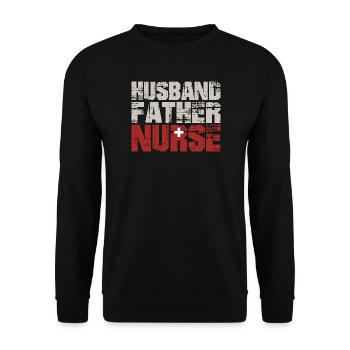 Husband Father Nurse Father's Day  - Unisex Pullover - Schwarz - Vorne - Alina (178cm) & Michal (187cm)