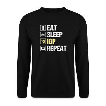 EAT SLEEP IGP REPEAT Dog Sport Motif - Unisex Sweatshirt - black - Front - Alina (178cm) & Michal (187cm)