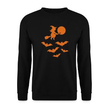 Flying Witch with Bats – Halloween Design - Unisex Sweatshirt - black - Front - Alina (178cm) & Michal (187cm)