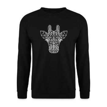 Geometrischer Giraffenkopf Liniennetz - Unisex Pullover - Schwarz - Vorne - Alina (178cm) & Michal (187cm)