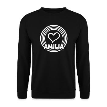 Nom Amilia - Sweat-shirt Unisexe - noir - Devant - Alina (178cm) & Michal (187cm)