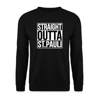 Straight Outta St Pauli HAMBURG - Unisex Pullover - Schwarz - Vorne - Alina (178cm) & Michal (187cm)