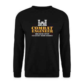 Combat Engineer Even Infantry Needs Heroes - Unisex Sweatshirt - black - Front - Alina (178cm) & Michal (187cm)