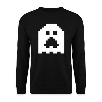 Ghost_Pixels_White - Unisex Pullover - Schwarz - Vorne - Alina (178cm) & Michal (187cm)
