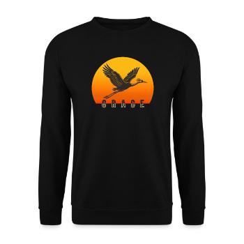Grace – The Crane in the Sunset - Unisex Sweatshirt - black - Front - Alina (178cm) & Michal (187cm)