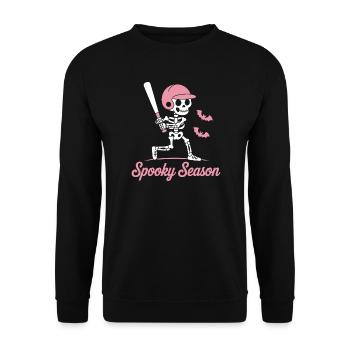 Spooky Skeleton Baseball in Pink - Unisex Pullover - Schwarz - Vorne - Alina (178cm) & Michal (187cm)