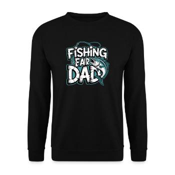 Fischfang Papa Comic Tee - Unisex Pullover - Schwarz - Vorne - Alina (178cm) & Michal (187cm)