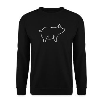 Pig Drawing – Symbol of Happiness and Nature - Unisex Sweatshirt - black - Front - Alina (178cm) & Michal (187cm)