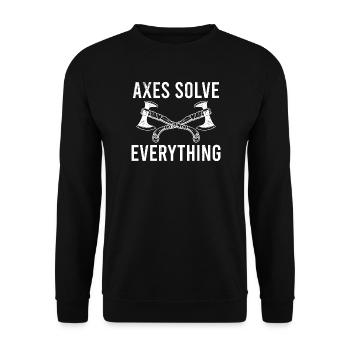 Mythologie viking Valhalla guerrier hache dictons - Sweat-shirt Unisexe - noir - Devant - Alina (178cm) & Michal (187cm)