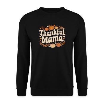 Thankful Mama Herbst Kürbisse Herzen Liebe - Unisex Pullover - Schwarz - Vorne - Alina (178cm) & Michal (187cm)