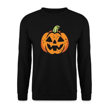 Funny Halloween Pumpkin Face - Unisex Sweatshirt - black - Front - Alina (178cm) & Michal (187cm)
