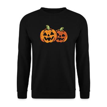 Deux citrouilles drôles d’Halloween - Sweat-shirt Unisexe - noir - Devant - Alina (178cm) & Michal (187cm)