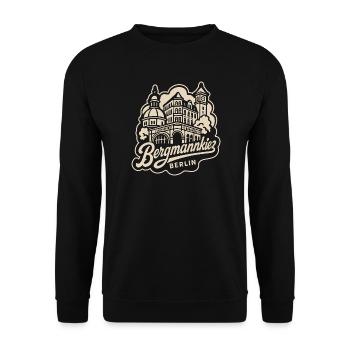Bergmannkiez Berlin Architektur Vintage - Unisex Pullover - Schwarz - Vorne - Alina (178cm) & Michal (187cm)