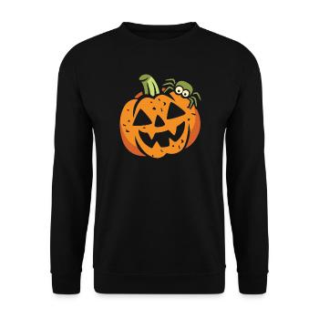 Funny Halloween pumpkin with spider - Unisex Sweatshirt - black - Front - Alina (178cm) & Michal (187cm)