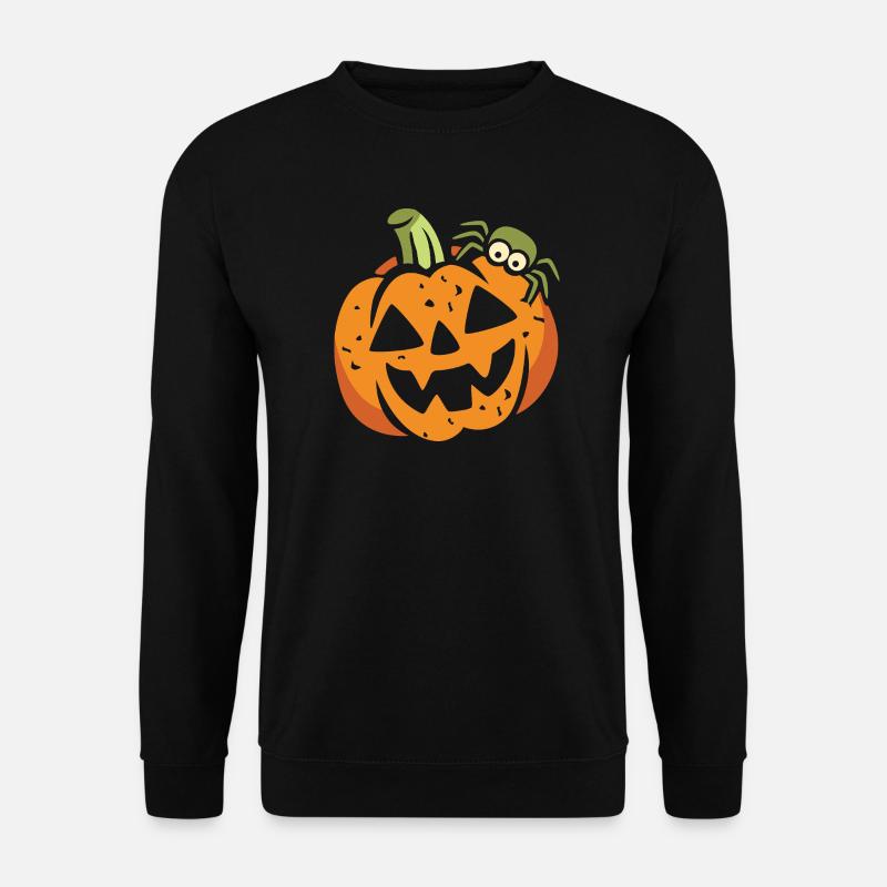 Funny Halloween pumpkin with spider - Unisex Sweatshirt - black