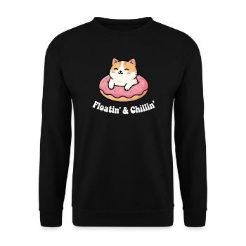 Cat Donut Chill at Pinkfrost - Unisex Sweatshirt - black - Front - Alina (178cm) & Michal (187cm)