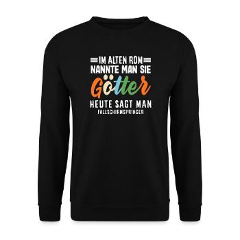 Funny skydiver adrenaline junkie gods - Unisex Sweatshirt - black - Front - Alina (178cm) & Michal (187cm)