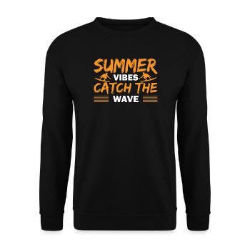 Summer catch the wave - Unisex Sweatshirt - black - Front - Alina (178cm) & Michal (187cm)