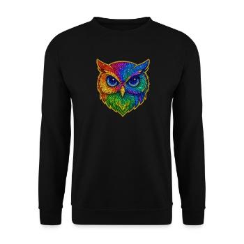 Owl | Tawny Owl | Rainbow Owl Magic - Unisex Sweatshirt - black - Front - Alina (178cm) & Michal (187cm)