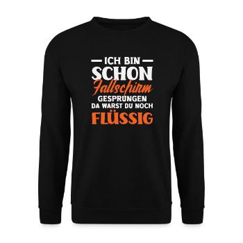 Old funny skydiver adrenaline junkie - Unisex Sweatshirt - black - Front - Alina (178cm) & Michal (187cm)