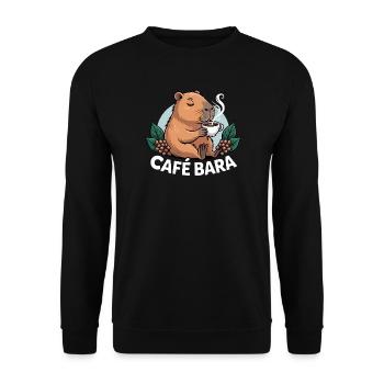 Café Bara - T-shirt Capybara drôle - Sweat-shirt Unisexe - noir - Devant - Alina (178cm) & Michal (187cm)