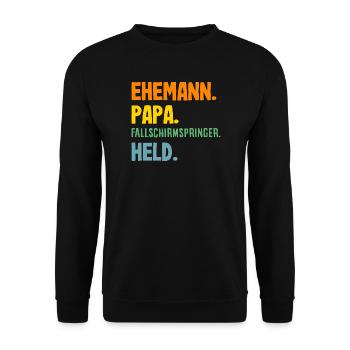 Funny skydiver adrenaline junkie dad - Unisex Sweatshirt - black - Front - Alina (178cm) & Michal (187cm)