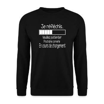 Ich denke ... Laden - Unisex Pullover - Schwarz - Vorne - Alina (178cm) & Michal (187cm)