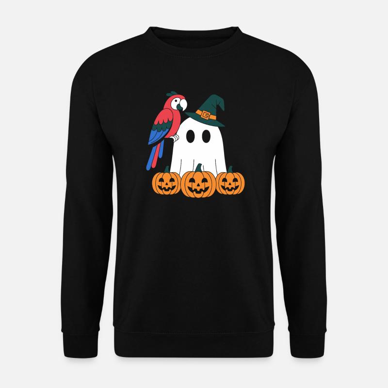Pumpkin Ghost and Parrot Halloween - Unisex Sweatshirt - black