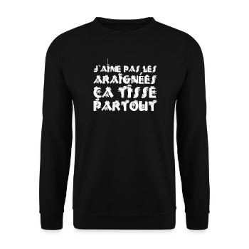 LES ARAIGNÉES, ÇA TISSE PARTOUT !  - Sweat-shirt Unisexe - noir - Devant - Alina (178cm) & Michal (187cm)