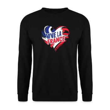 Tricolor heart Vive La France - Unisex Sweatshirt - black - Front - Alina (178cm) & Michal (187cm)