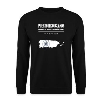 Coordonnées de la boussole de l’île de Porto Rico - Sweat-shirt Unisexe - noir - Devant - Alina (178cm) & Michal (187cm)