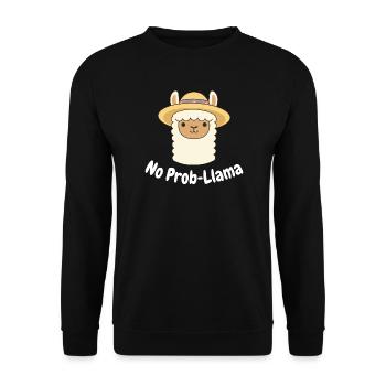 No Prob Lama Llama Cartoon - Unisex Pullover - Schwarz - Vorne - Alina (178cm) & Michal (187cm)
