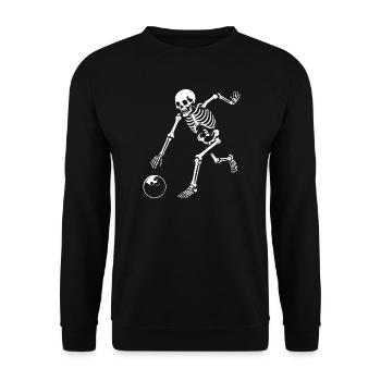 Skeleton Bowling spielen - Unisex Pullover - Schwarz - Vorne - Alina (178cm) & Michal (187cm)