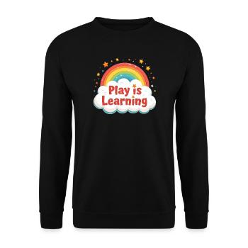 Jouer, c’est apprendre, préscolaire, préscolaire, maternelle - Sweat-shirt Unisexe - noir - Devant - Alina (178cm) & Michal (187cm)