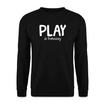 Jouer, c’est apprendre, préscolaire, préscolaire, maternelle - Sweat-shirt Unisexe - noir - Devant - Alina (178cm) & Michal (187cm)