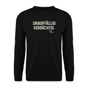Unauffällig Verdächtig – Lustiges True-Crime Shirt - Unisex Pullover - Schwarz - Vorne - Alina (178cm) & Michal (187cm)