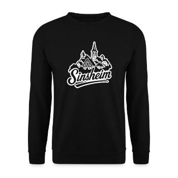 Sinsheim Kraichgau - Illustration mit Schriftzug - Unisex Pullover - Schwarz - Vorne - Alina (178cm) & Michal (187cm)