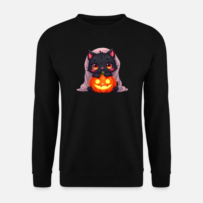 Halloween Cat with Halloween Pumpkin - Unisex Sweatshirt - black